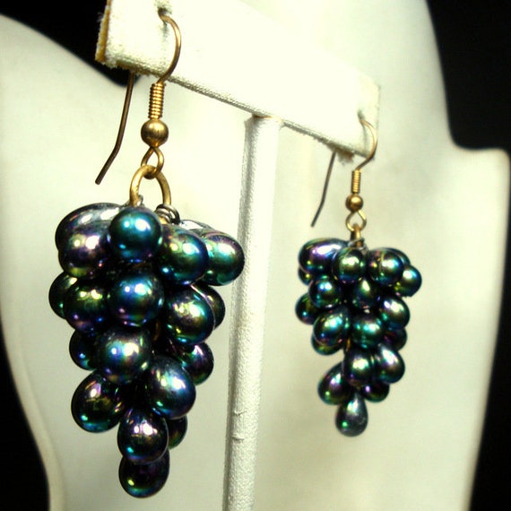 SALE, Blue Purple Grape Earrings, Beautiful Auror… - image 6