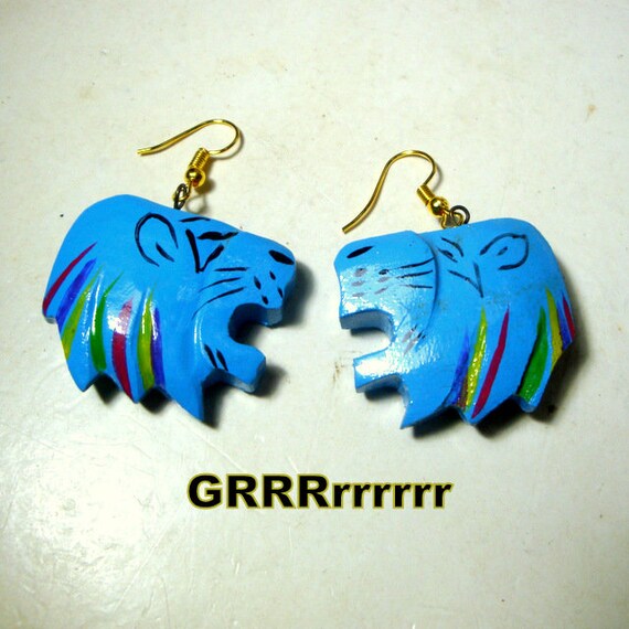 Blue Lion Head Earrings Blue Lion Head Earrings