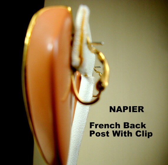 NAPIER Signed Art Moderne Earrings, Brownish Dust… - image 6
