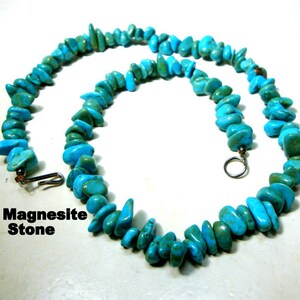 Tribal Magnesite or Howlite Nugget Bead Necklace, Turquoise Color Gemstone Beads, OOAk R Starr image 9