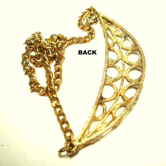 Tiny Goldtone Metal  Loop de Loop Crescent Bib on… - image 6