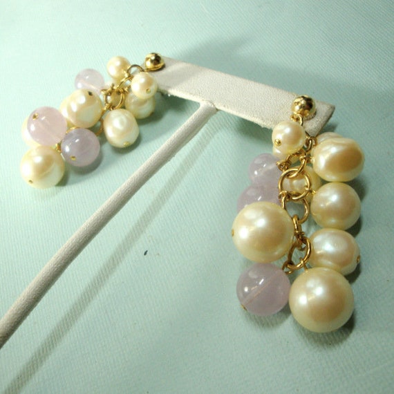 SALE, Long White Pearl n Lavender Grape Bunch Dan… - image 10
