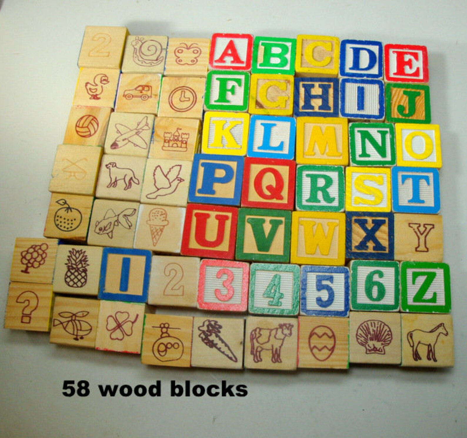 58 WOOD Alphabet Blocks YES Steal the LOT Toy Letters Etsy