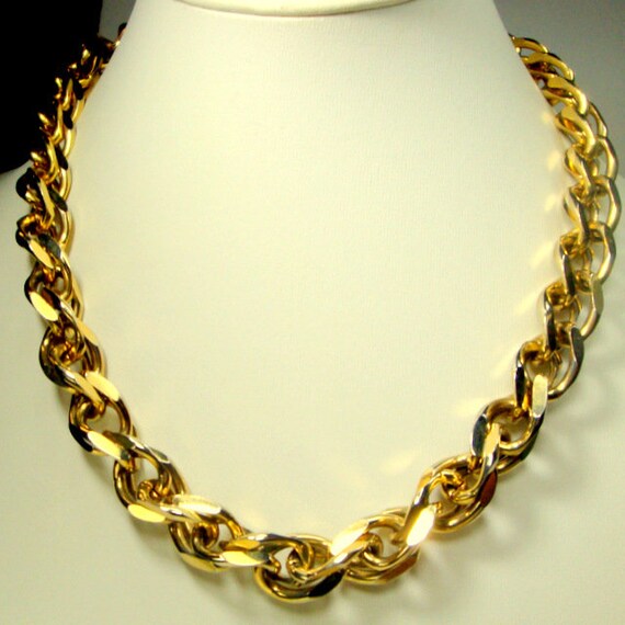 Chunky Gold Double Chain Linked Necklace,  Metro … - image 4