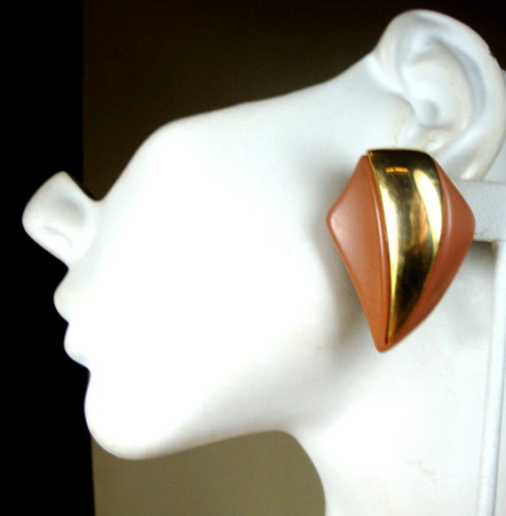 NAPIER Signed Art Moderne Earrings, Brownish Dust… - image 7