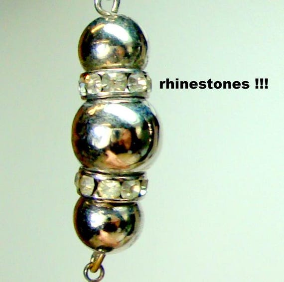 Long Black n Clear Rhinestone Drop Earrings, Brid… - image 4