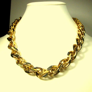 Chunky Gold Double Chain Linked Necklace: 1980s Punk Style