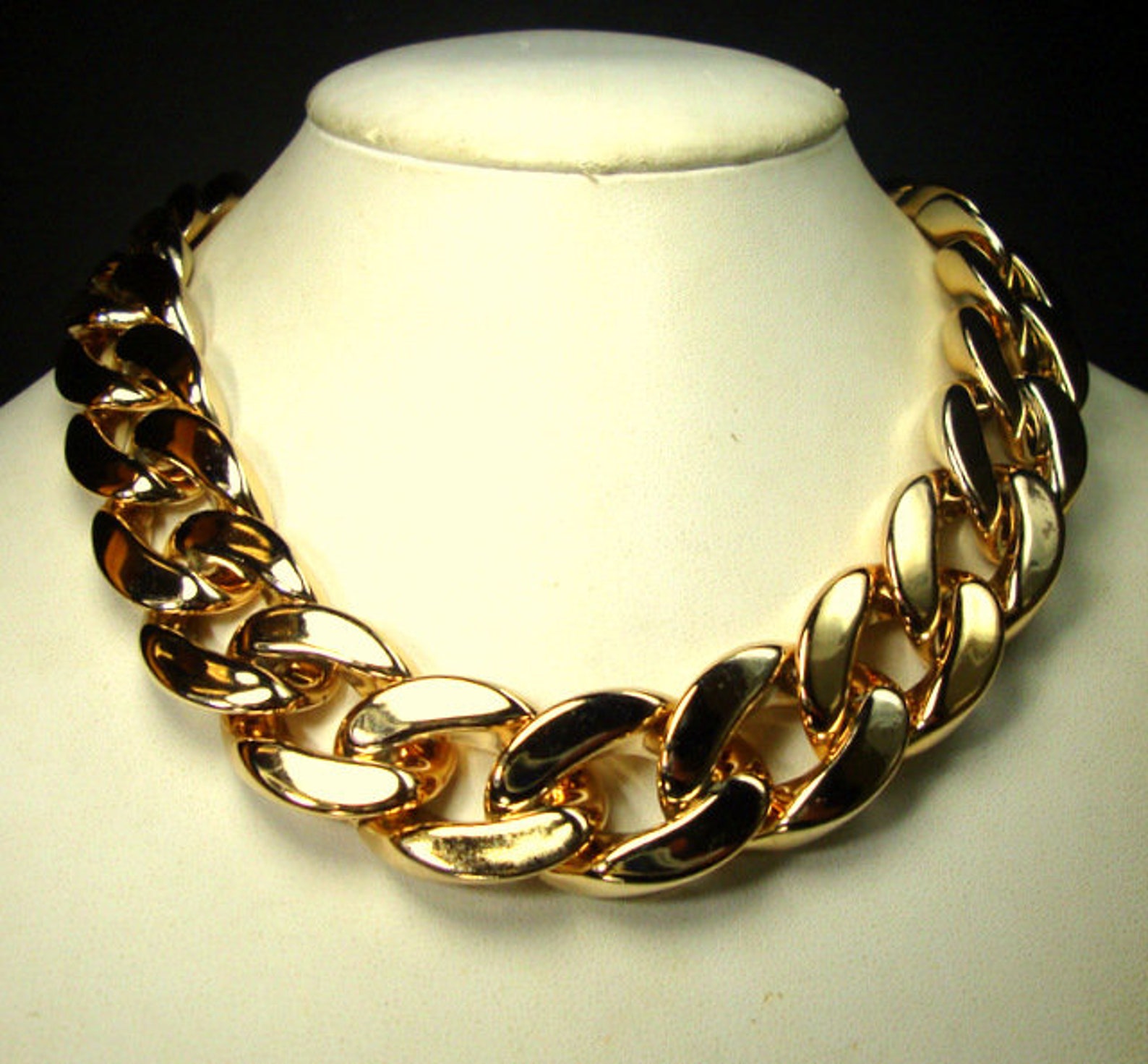 Vintage Gold Plastic Chain link Necklace Very Shiny RESIN Etsy