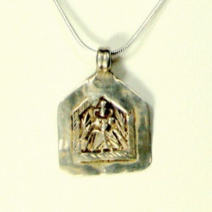Silvertone Warrior God Pendant: Sterling Silver Chain Necklace