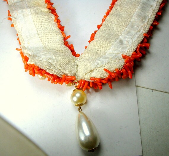 Red Branch CORAL Handsewn Collar Necklace, with P… - image 10