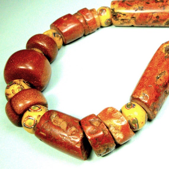 Venetian Glass Yellow Trade Beads, African Pipest… - image 3
