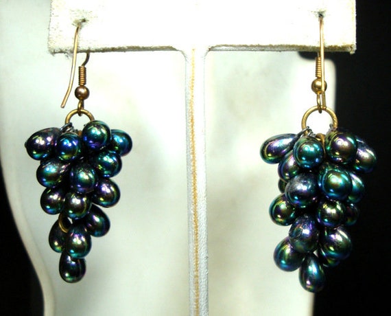 SALE, Blue Purple Grape Earrings, Beautiful Auror… - image 7