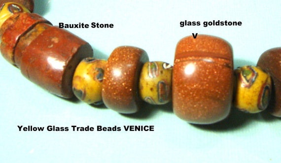 Venetian Glass Yellow Trade Beads, African Pipest… - image 2