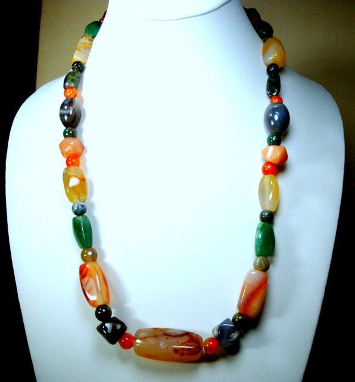 Vintage Agate Stone BEGGAR Beads 1970s Real Hippie Necklace | Etsy
