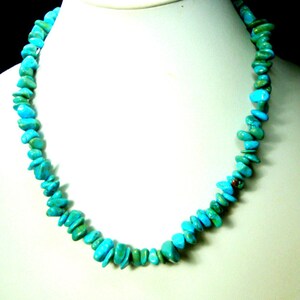 Tribal Magnesite or Howlite Nugget Bead Necklace, Turquoise Color Gemstone Beads, OOAk R Starr image 1