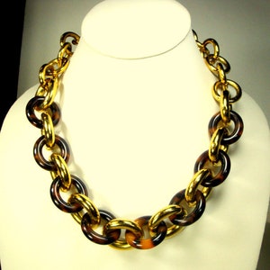 Heavy Gold Chain Choker: Leopard Resin Loops, Metro Punk Style