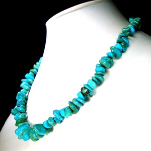 Tribal Magnesite or Howlite Nugget Bead Necklace, Turquoise Color Gemstone Beads, OOAk R Starr image 4