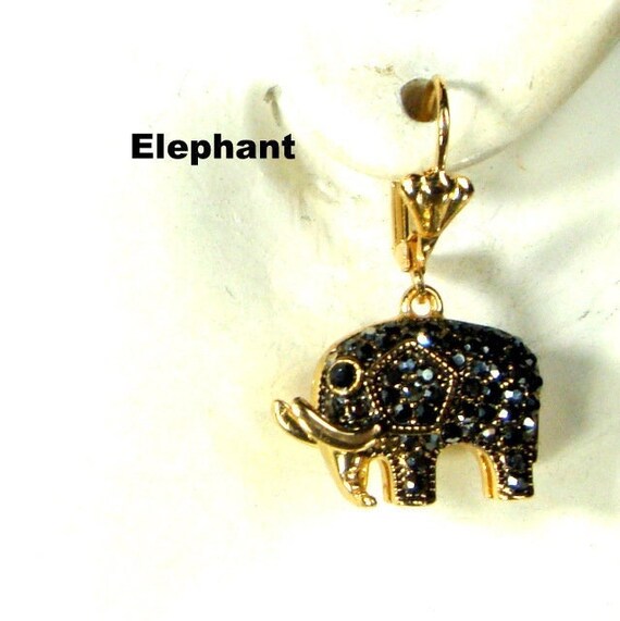 Gorgeous Elephant Rhinestone Earrings, Sparkling … - image 3