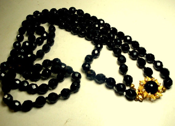 【2plan】23SS★ [MADE] Double-mold beads necklace 2 Strand Faceted Black Glass 23