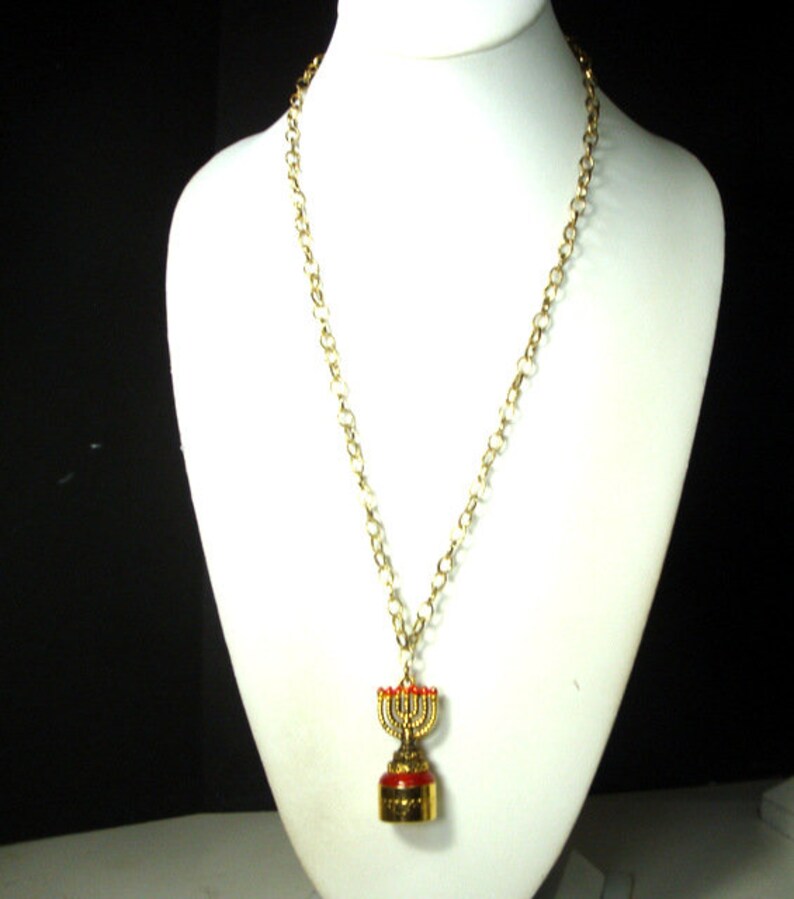 Judaica Menorah. Candelabra Hanukah Pendant on Chain Etsy
