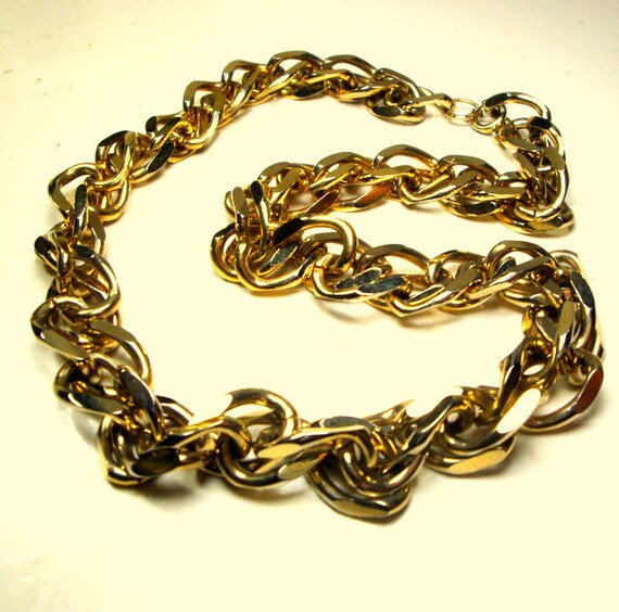 Chunky Gold Double Chain Linked Necklace,  Metro … - image 7