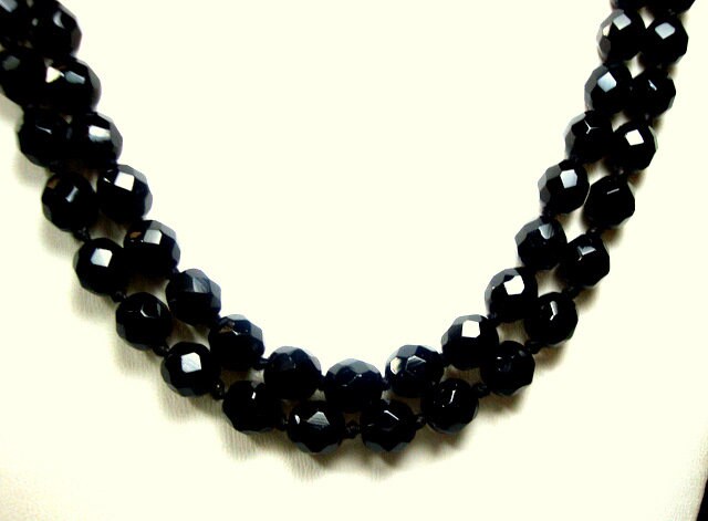 2 Strand Faceted Black Glass 23
