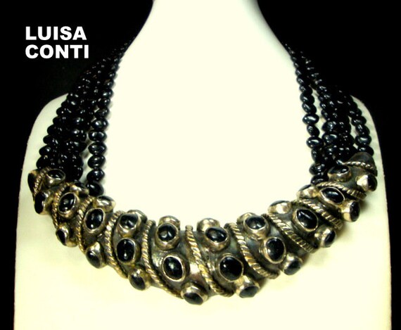 Giant Luisa Conti Vintage Modernist BIB Necklace,… - image 2