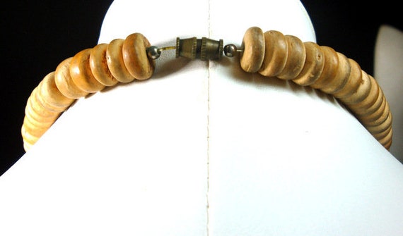 Big Striped Wood Round Bead Focals On Tan All Woo… - image 10