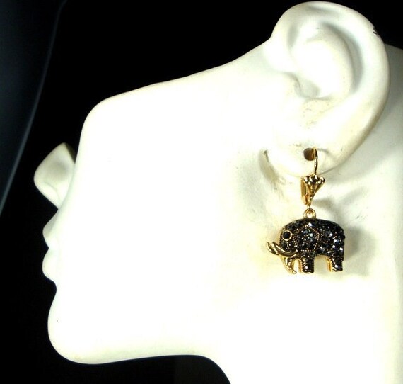 Gorgeous Elephant Rhinestone Earrings, Sparkling … - image 1