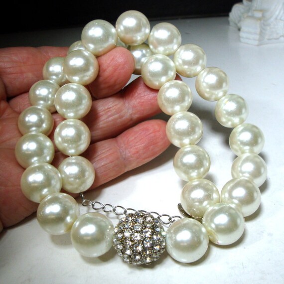 Large Bridal White Pearl & Rhinestone Bead Center Focal | Etsy
