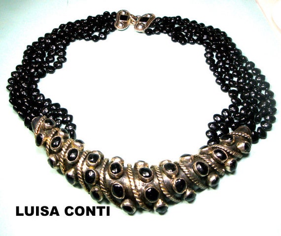 Giant Luisa Conti Vintage Modernist BIB Necklace,… - image 3