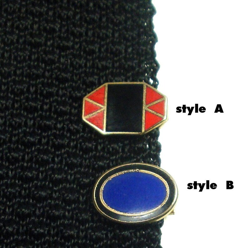 Tie Clips Cobalt 1950s Tie Clips Italian Enamel Tie Bars Green Red Jewelry For Dudes Art Deco Black Enamels Skinny Tie Bars