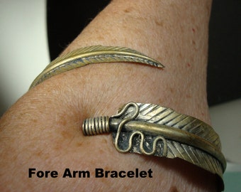 SALE, Silver FEATHER ForeArm Wrap Bracelet, Wrist or Upper Arm, Sexy Belly Dancer, Mata Hari, YoU WaNT ATTITUDE