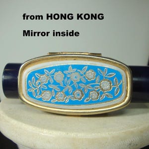 Vintage HONG KONG Lipstick Holder with a Hinged Flip Open Mirror for Your Purse, about 1960s