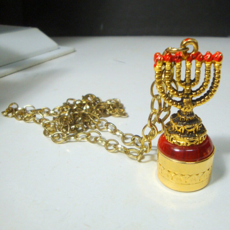 Judaica Menorah. Candelabra Hanukah Pendant on Chain Etsy
