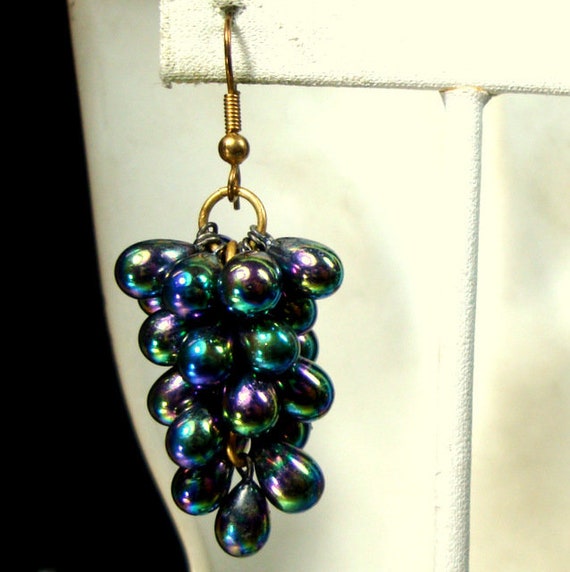 SALE, Blue Purple Grape Earrings, Beautiful Auror… - image 3