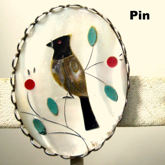 Pince à Cravate Vintage Canard Doré - Animalier, Blanc Vert Rouge, Comme Neuve