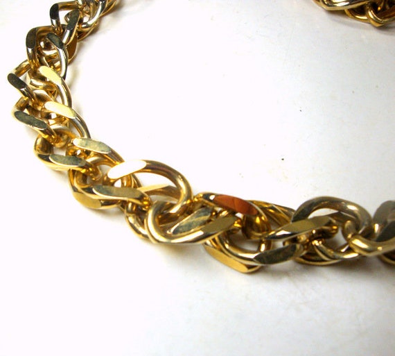 Chunky Gold Double Chain Linked Necklace,  Metro … - image 8