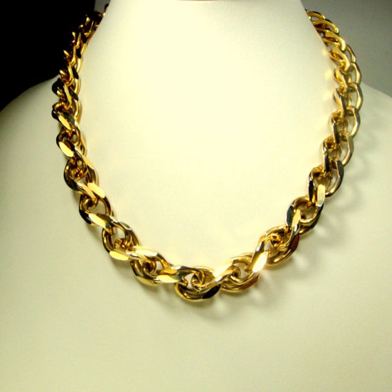 Chunky Gold Double Chain Linked Necklace,  Metro … - image 3