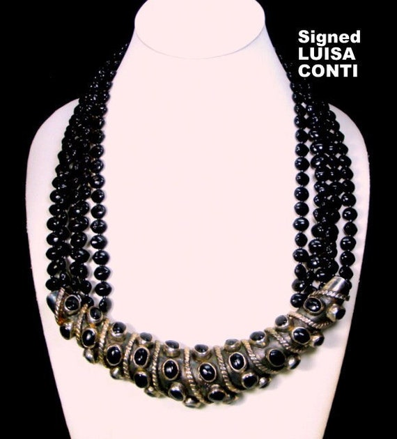 Giant Luisa Conti Vintage Modernist BIB Necklace,… - image 1