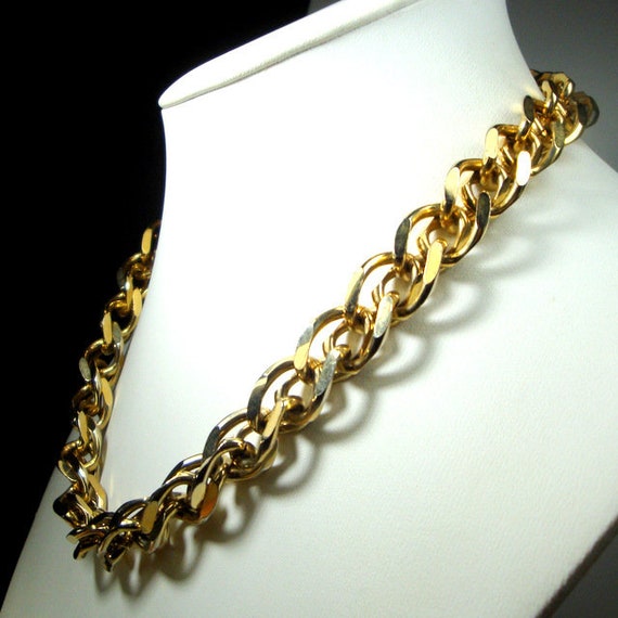 Chunky Gold Double Chain Linked Necklace,  Metro … - image 5