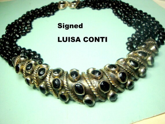 Giant Luisa Conti Vintage Modernist BIB Necklace,… - image 5
