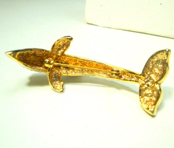 Large Dolphin SHOULDER Pin, Sparkling Blue Rhines… - image 7