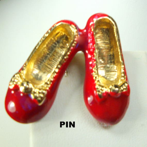 SALE, Red Shoes Brooch, Dorothy, Wizard Of OZ, No… - image 1