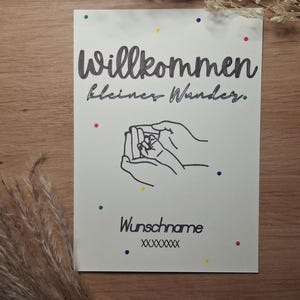 Personalisierte Karte zur Geburt "Wunder"