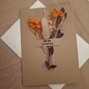 Handgemachte Geburtstagskarte mit Trockenblumen |Alles Liebe zum Geburtstag | Glückwunschkarte