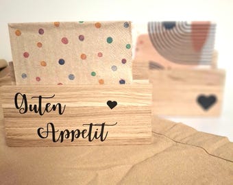 personalisierter Serviettenhalter Holz | Moderner Serviettenhalter für Küche und Esstisch | Deko Geschenk für Zuhause