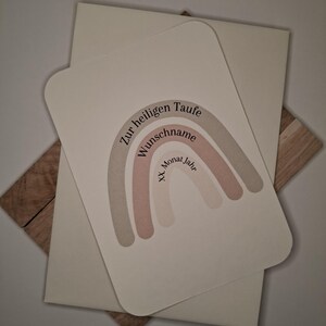 Personalisierte Taufkarte mit Regenbogen | Geschenk zur Heiligen Taufe mit Name & Datum