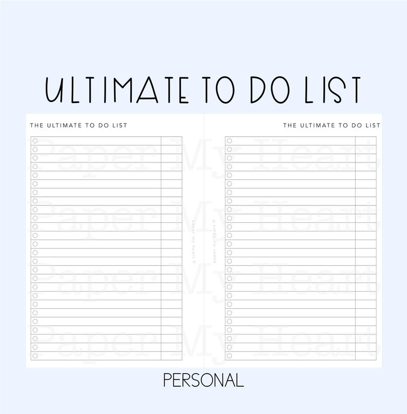 121. List Ultimate to Do List PRINTABLE INSERT (personal Size) - Etsy