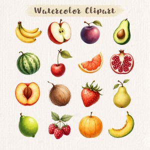 Watercolor Fruits Clipart Bundle, Fruits Clipart, Digital Download, PNG ...